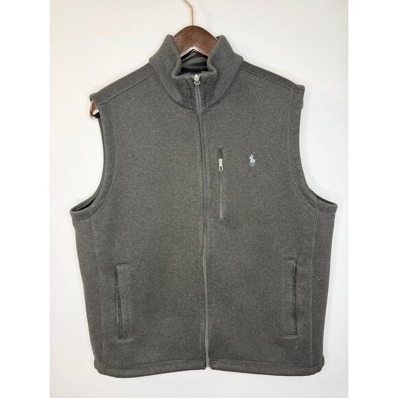 Polo Ralph Lauren Double-Knit Fleece Mockneck Vest Black Men Sz L - Picture 2 of 10